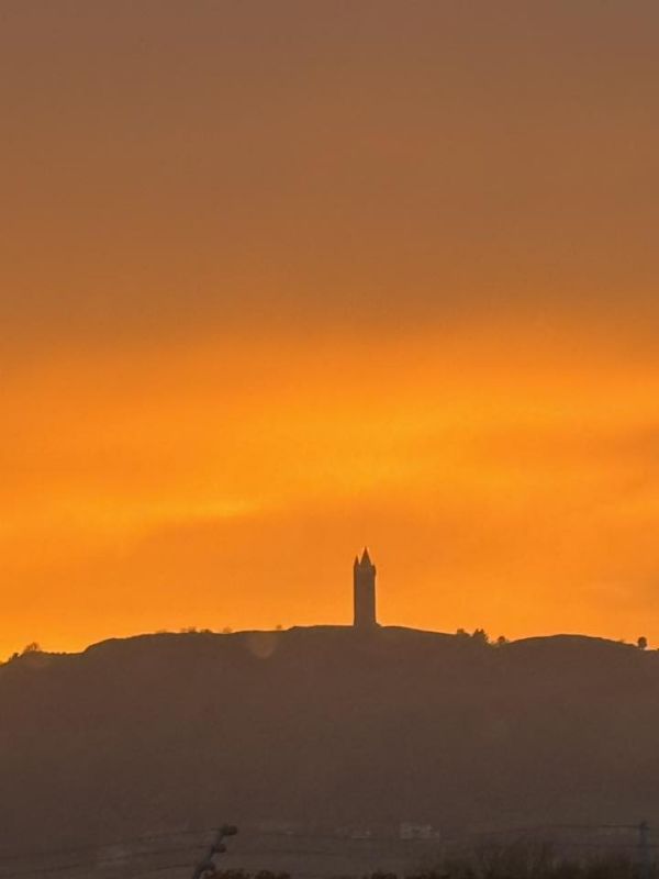 Scrabo Tower Sunset by Julie-Anne Bentley